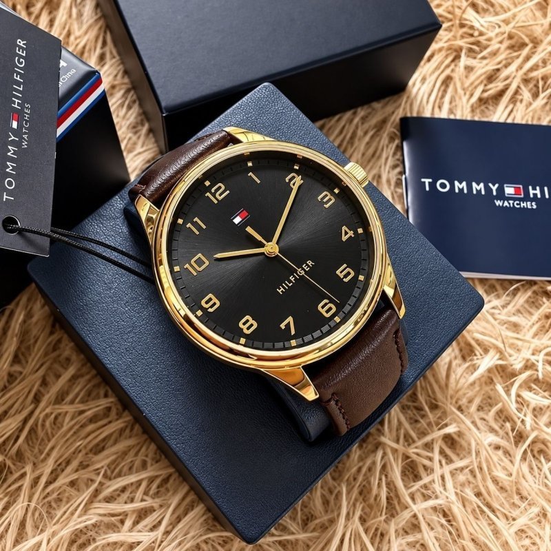 Relógio Tommy Hilfiger Th Essentials Masculino Em Couro Preto + Frete Grátis