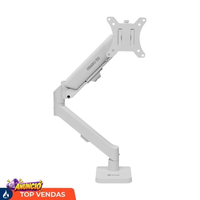 Suporte Articulado Para Monitor 13 a 32 Pistão a Gás Ajustável Zinnia Nimbo 110 Branco