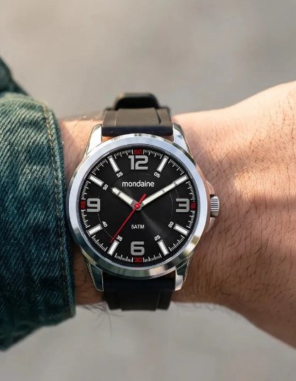 Relógio Mondaine Masculino De Pulso Original Preto Prateado