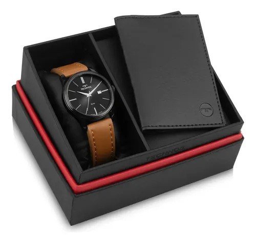 Kit Relógio Technos Masculino Steel Preto - 2115ubr/k0p Marrom Preto