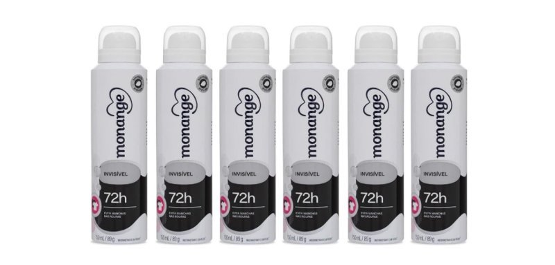 6x Desodorante Aero Monange 150ml Invisível
