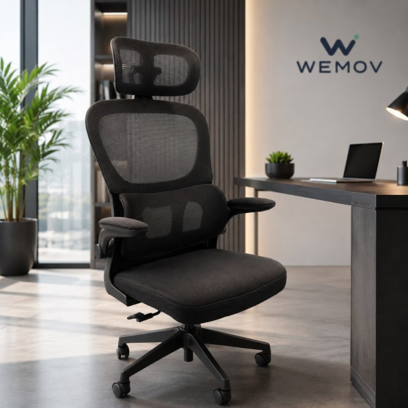Cadeira Escritório Presidente Ergonômica Preta Giratória 360 Graus Tecido Mesh Premium Suporte Lombar Apoio Cabeça
