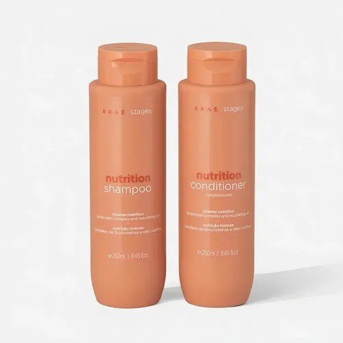 Kit Braé Stages Nutrição: Shampoo e Condicionador para Cabelos Ressecados e sem Vida