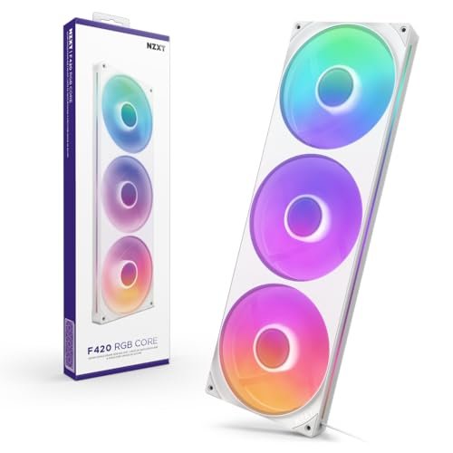 Fan Gamer NZXT F420 RGB Core Triplo Branco Corpo Único 3x140mm PWM 2000 RPM 98.61 CFM 3.2 mm H2O Rolamento Fluído Dinâmico RF-U42HF-W1
