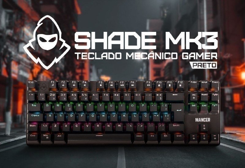 Teclado Mecânico Mancer Shade MK3, Rainbow, Switch Huano Vermelho, Preto
