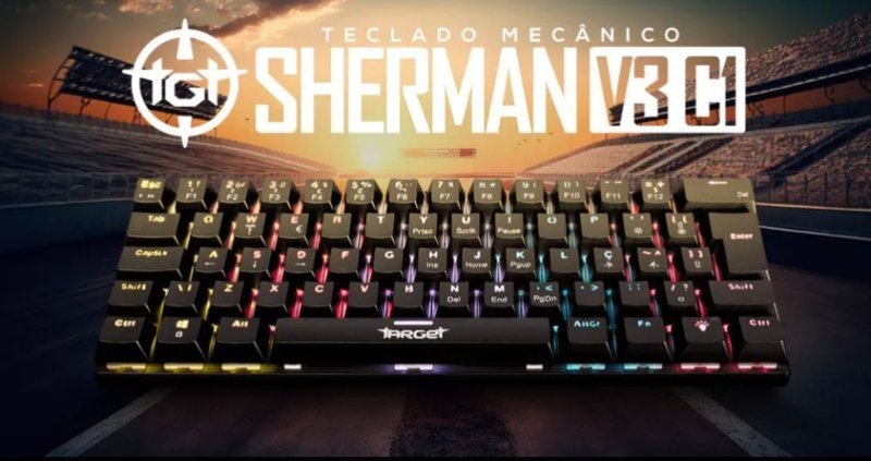 Teclado Mecanico TGT Sherman V3 C1, Rainbow, ABNT2, Switch Marrom, Preto, TGT-SHRC-BR01