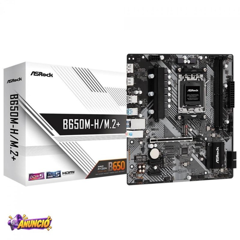 Placa Mãe ASRock B650M-H/M.2+, Chipset B650, AMD AM5, mATX, DDR5