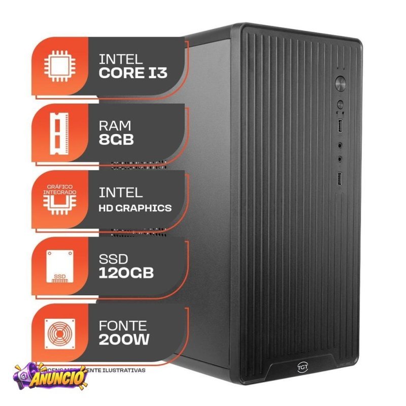 PC Home Essential S, Intel Core i3, 8GB DE RAM, SSD 120GB