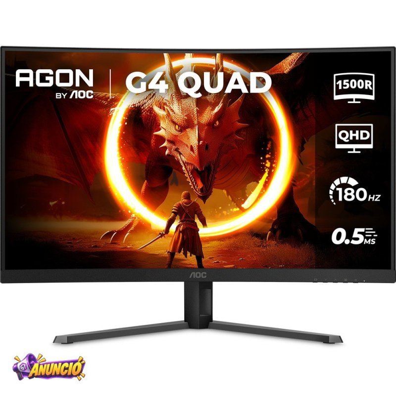 Monitor Gamer Curvo AOC AGON QUAD 32" 180Hz 0,5ms HDR10 CQ32G4E