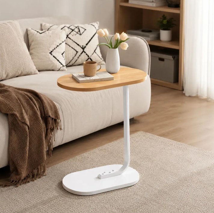 Mesa Suporte Lateral MDF e Metal Sofá Sala Quarto Decorativa + Frete Grátis