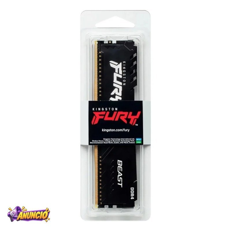 MEMORIA RAM DDR4 8GB 3200MHZ KINGSTON FURY BEAST KF432C16BB/8