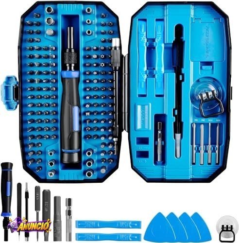 Kit de Ferramentas com 152 Peças de Chave de Fenda, Kit de Ponteiras Bits para Parafusadeira Magnético, para Desmontar Notebook, iPhone, Android com Pinça, Eixo Flexível, Palhetas, Alavanca e Ventosa