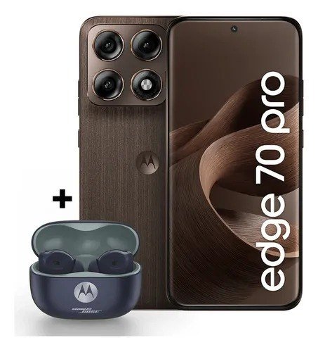 Kit Smartphone Motorola Edge 70 Pro 5g 256GB Madeira + Moto Buds 2 Plus Bose Azul Marinho