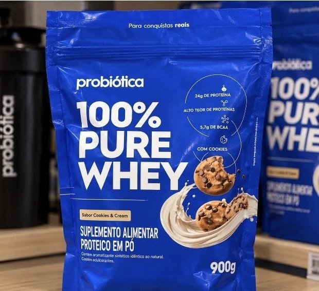 Probiótica 100% Pure Whey Nova Fórmula - 900G Refil Cookies and Cream