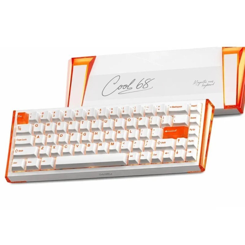 Teclado Gamer Magnético 8000hz Rapid Trigger 0,01mm Hot Swap Switch Shadow Blade Cool68 Led Rgb Dareu Blazing Orange