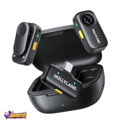 Hollyland LARK A1 Duo – Microfone Sem Fio Mini para iPhone 15/16 e Android (2TX + USB-C RX + Case de Carregamento), Microfone Magnético para YouTube, TikTok, Podcast e Entrevistas (Preto)