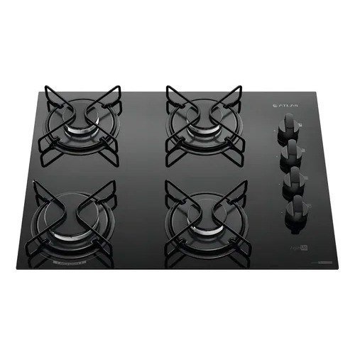 Cooktop 4 Bocas Atlas Agile Up Mesa Vidro Mega Chama Bivolt