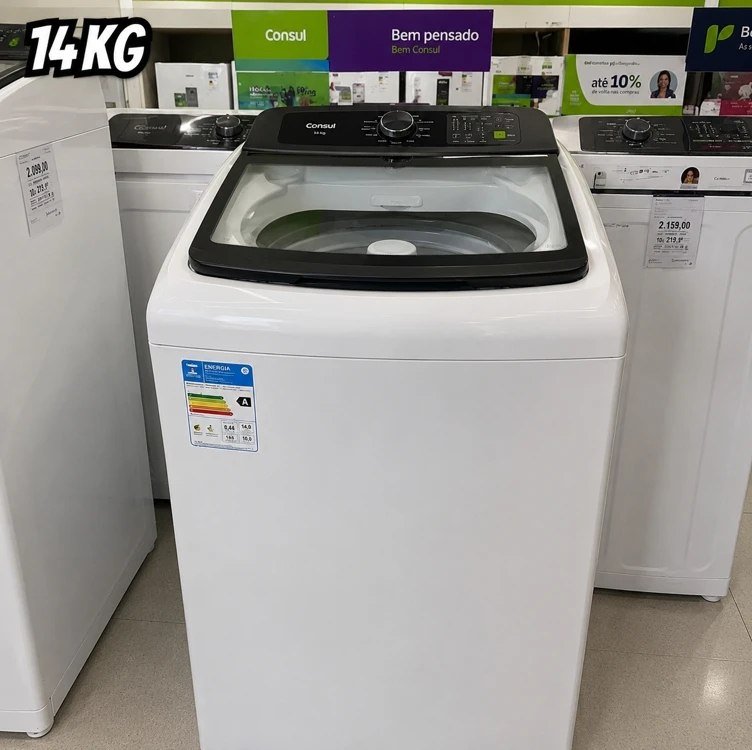 Máquina de Lavar Consul 14Kg Branca com Modo Eco - CWN14AB