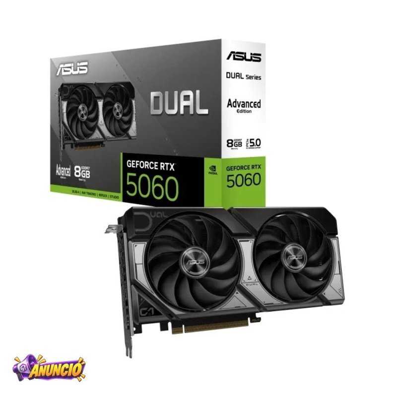 Placa De Video Rtx 5060 Dual Oc Asus 8GB Gddr7 90Yv0Ps0 M0Na00