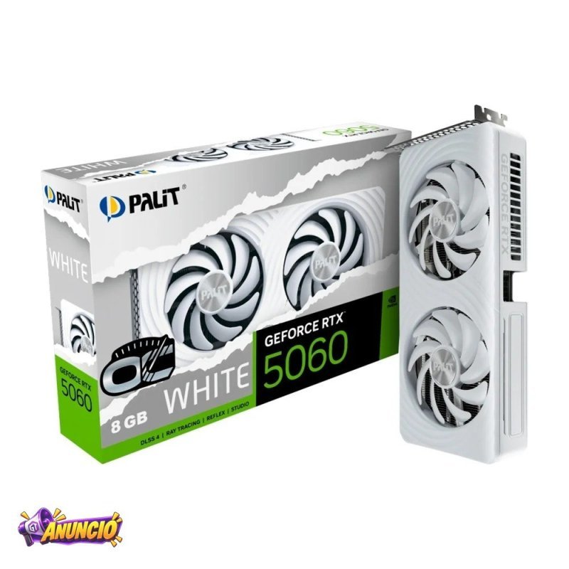Placa De Video Palit Geforce Rtx 5060 White Oc 8GB Gddr7 128Bit 3 Dp E Hdmi Ne75060U19P1 Gb2063M