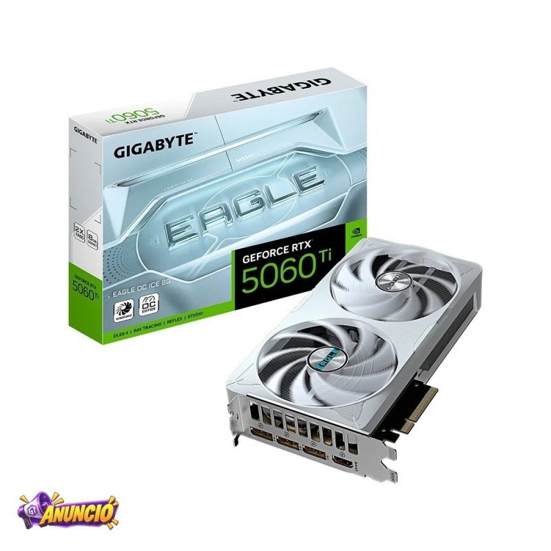 Placa De Video RTX 5060 Ti Eagleoc Ice 8G Gigabyte Nvidia Geforce 8GB Gddr7 128Bits Dlss Ray Tracing Gv N506Teagleoc Ice 8Gd
