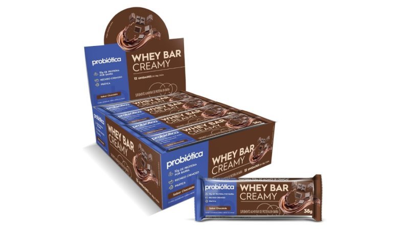 Caixa 12 un. Probiótica Whey Bar Creamy Chocolate