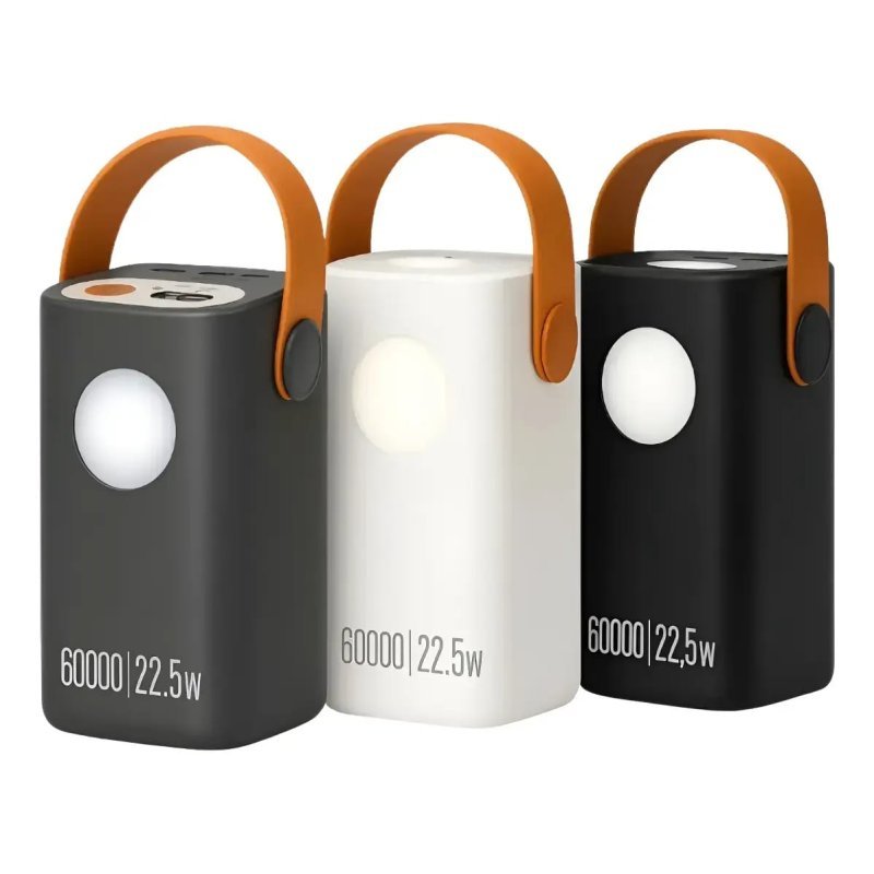 Power Bank 60000mAh Ol1gold Carregador Portátil 5 Portas USB-C Rápido Preto