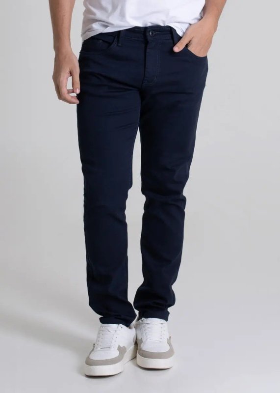 Masculina Calça Sarja Sawary Slim_279821 Azul-marinho Liso