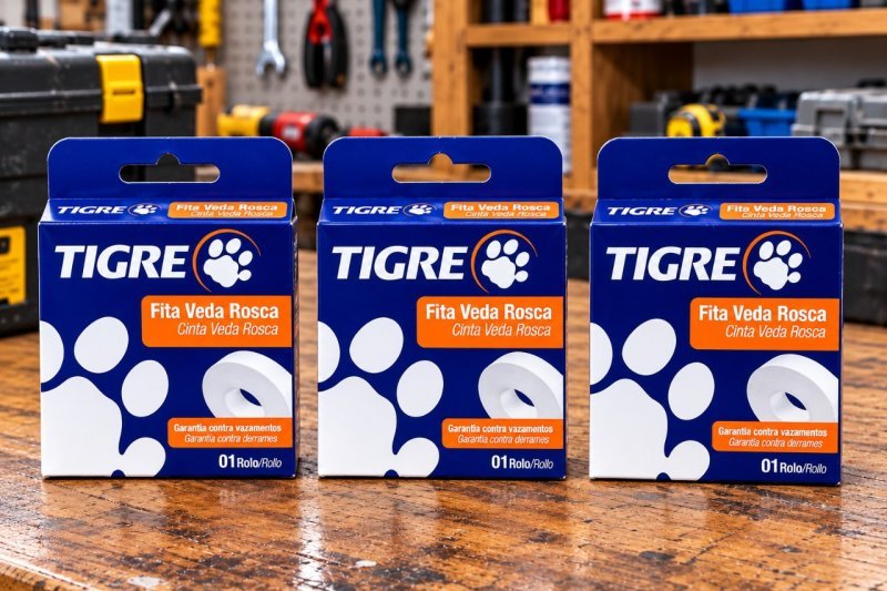Kit com 3 Veda Rosca Tigre 18mm x 25m + Frete Grátis