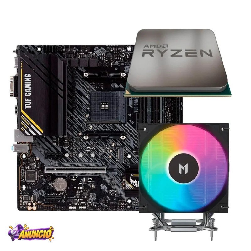 Placa Mãe Asus Tuf Gaming A520M Plus II Processador AMD Ryzen 5 5500F Air Cooler Mach1 Artic