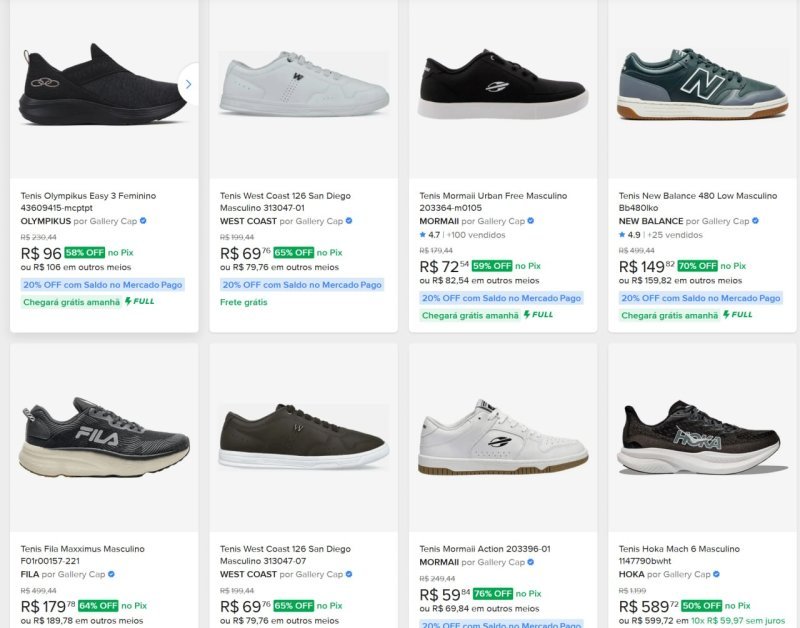 Loja de Tênis com até 70% OFF