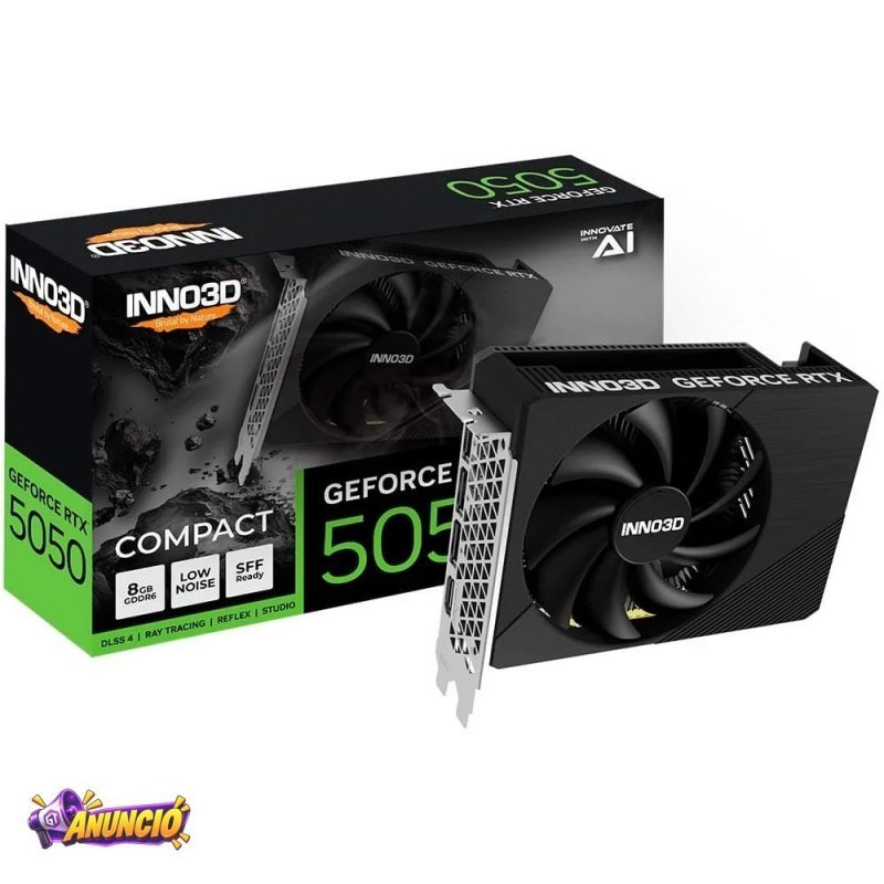 Placa De Video Inno3D RTX 5050 Compact Nvidia Geforce 8GB GDDR6 128Bits DLSS 4 Ray Tracing N50501 08D6 174080N