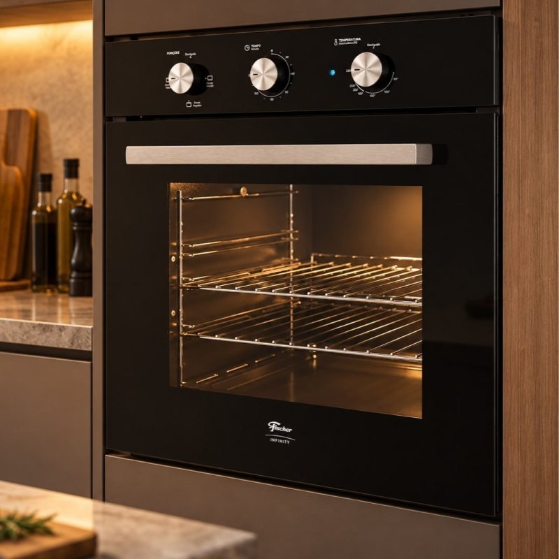 Fischer Forno a Gás Embutir Infinity 78L com Grill Preto 220V