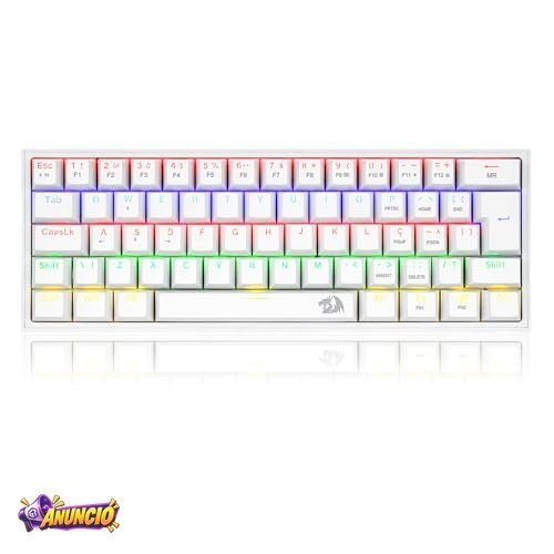 Redragon TECLADO MECANICO GAMER FIZZ RAINBOW BRANCO SWITCH MARROM