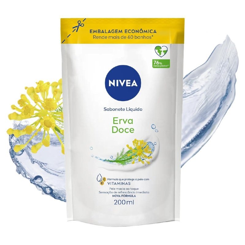 Sabonete Líquido Refil Nivea, Erva-Doce, 200ml