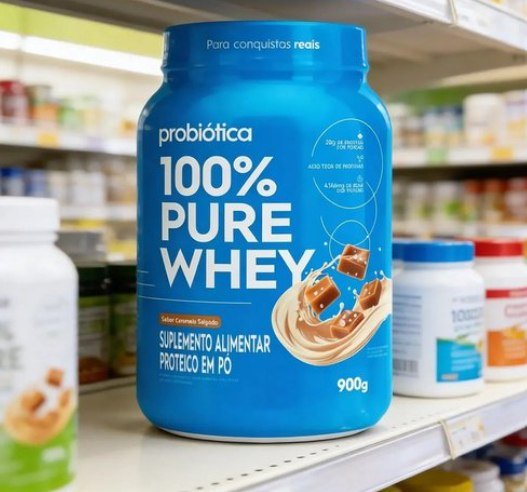Probiótica 100% Pure Whey Pote (900g) - Caramelo Salgado + Frete Grátis