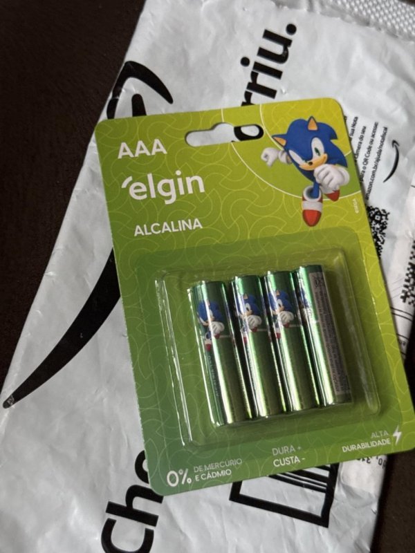 Pilha Alcalina, Elgin, Palito AAA, Blister com 4 + Frete Grátis
