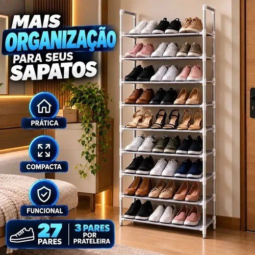 Sapateira Organizador de Sapatos 9 Andares Vertical Desmontável Compacta