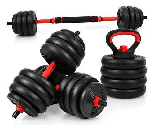 Halteres Peso De Musculação Kit Halteres E Anilhas 15kg Preto