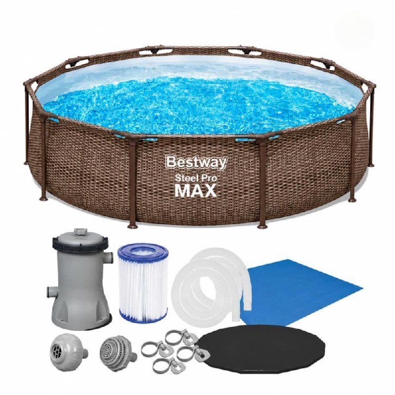 Piscina Estrutural 4678L Circular Deluxe + Filtro 110V ou 220V + Capa + Forro Bestway