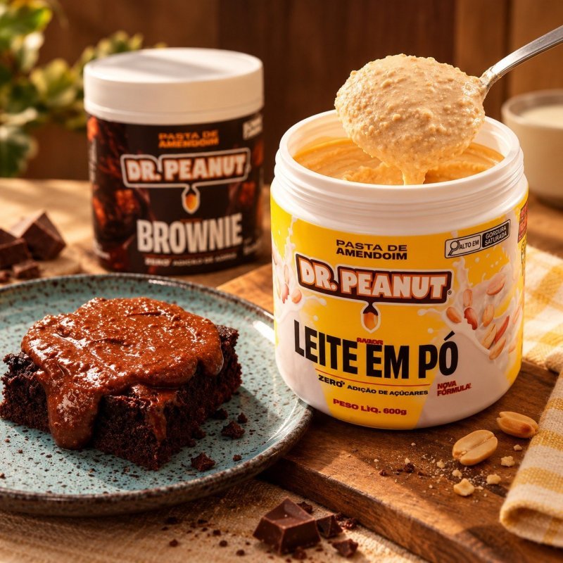 Dr. Peanut Pasta De Amendoim Do C Whey Isolado 600g - Sabor Leite Em Pó ou Brownie