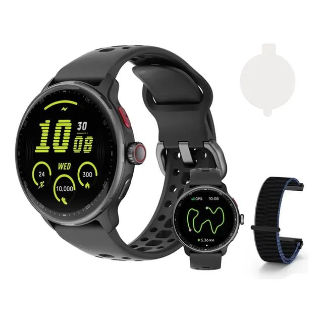 Relógio Inteligente GPS Smartwatch AMOLED 3ATM Sport Preto ou Bege