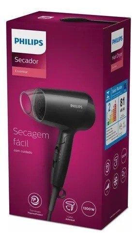 Philips Secador de Cabelo Essential 1200W Compacto com ThermoProtect