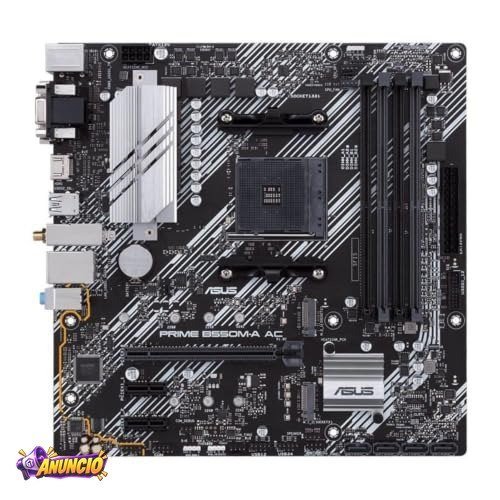 Placa-mãe Asus PRIME B550M-A AC Pcie 4.0 Dual M.2 4x4 cor preta