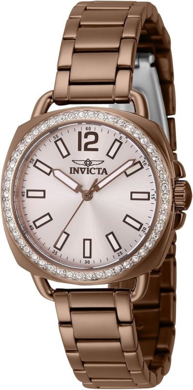 Invicta Relógio feminino de quartzo de aço inoxidável 32 mm, marrom (modelo: 46344)
