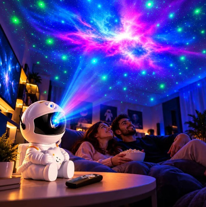 Astronauta Para Quarto Com Luz Nebulosa E Galáxia Tedy