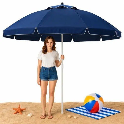 Guarda Sol Gigante 2,40m Uv Praia Piscina Camping Pesca Verão Cor Azul Marinho