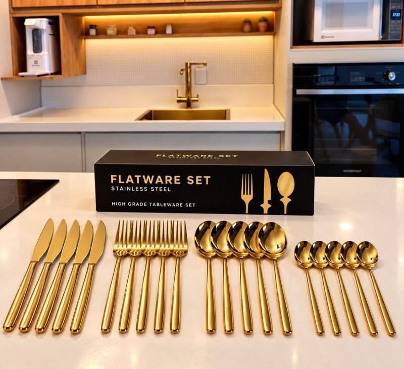 Faqueiro Dourado com 24 Peças + Frete Grátis