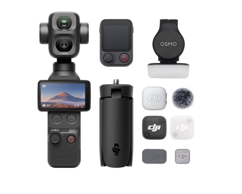 DJI Osmo Pocket 4P Vlog Combo, Câmera Vlog de Lente Dupla, Cinematic 4K
