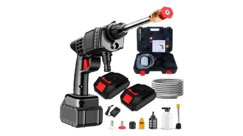 Lavadora Lava Jato Portátil Pressão 2 Baterias + Maleta Preto 127/220v 50 Hz X 60 Hz
